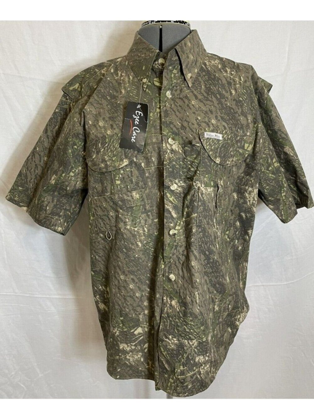 Tiger Hill Men's Large Camouflage Vented Shirt Pockets Camo Short Sleeve New
